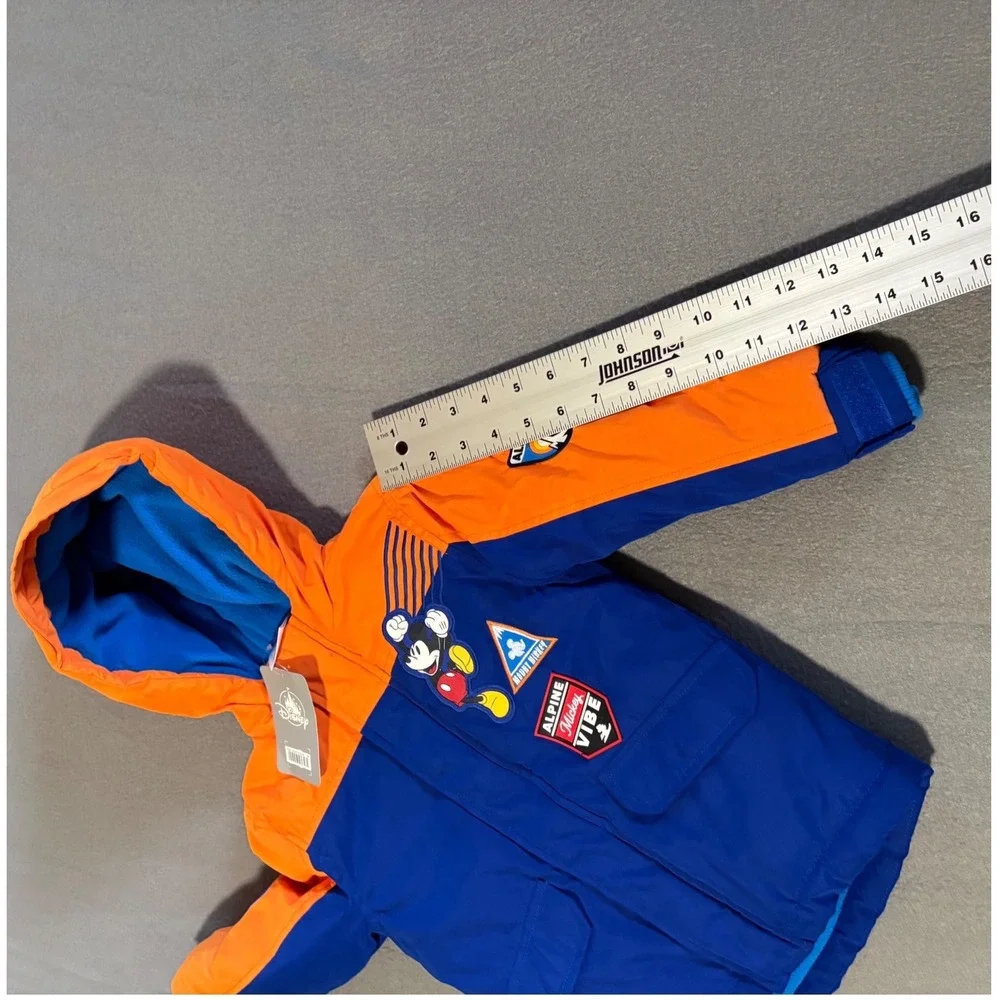 Disney Mickey Mouse Puffer Jacket Toddler Boys 2 Blue Orange Alpine Vibe Hooded